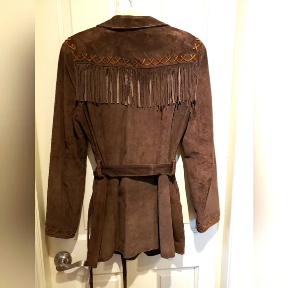 Vintage Double D Ranch Brown Leather Fringe Jacket - Picture 2 of 11